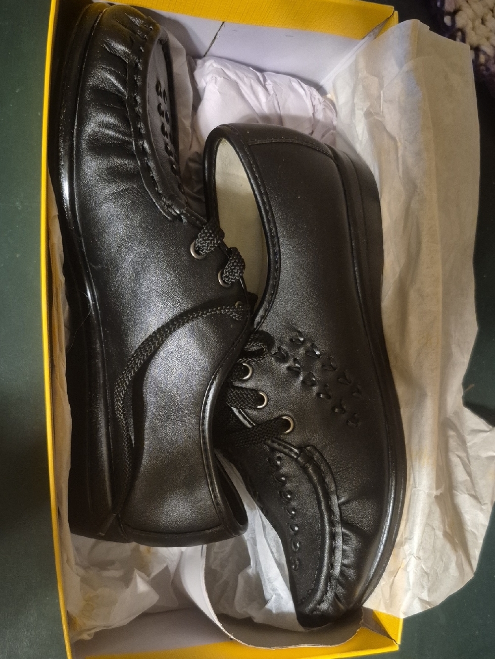 Softspots Black Lace-Up Comfort Flats